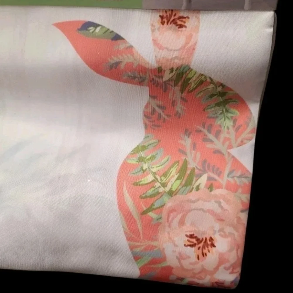 Spring Floral Easter Bunny Fabric Shower Curtain Bathroom Decor 72x72 Inch NEW